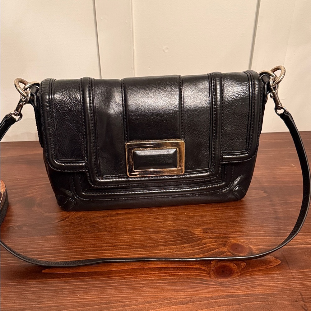 Vintage Banana Republic Black Leather Shoulder Bag Y2K Minimalist Chic